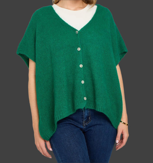 13colours v-neck mohair sleeveless cardigan with buttons