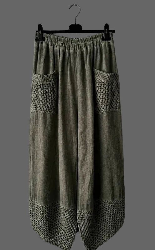 Khaki linen trousers