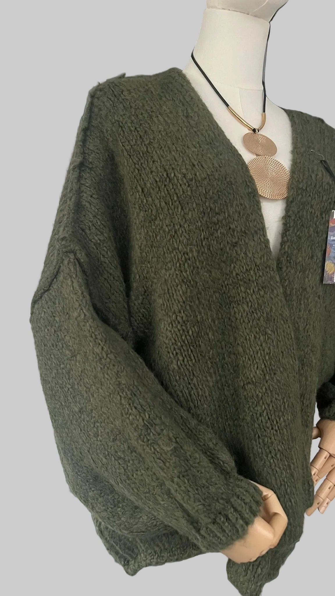 Oversized khaki cardigan