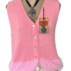 Alpaca knit, pink sleeveless cardigan with buttons