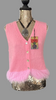 Alpaca knit, pink sleeveless cardigan with buttons