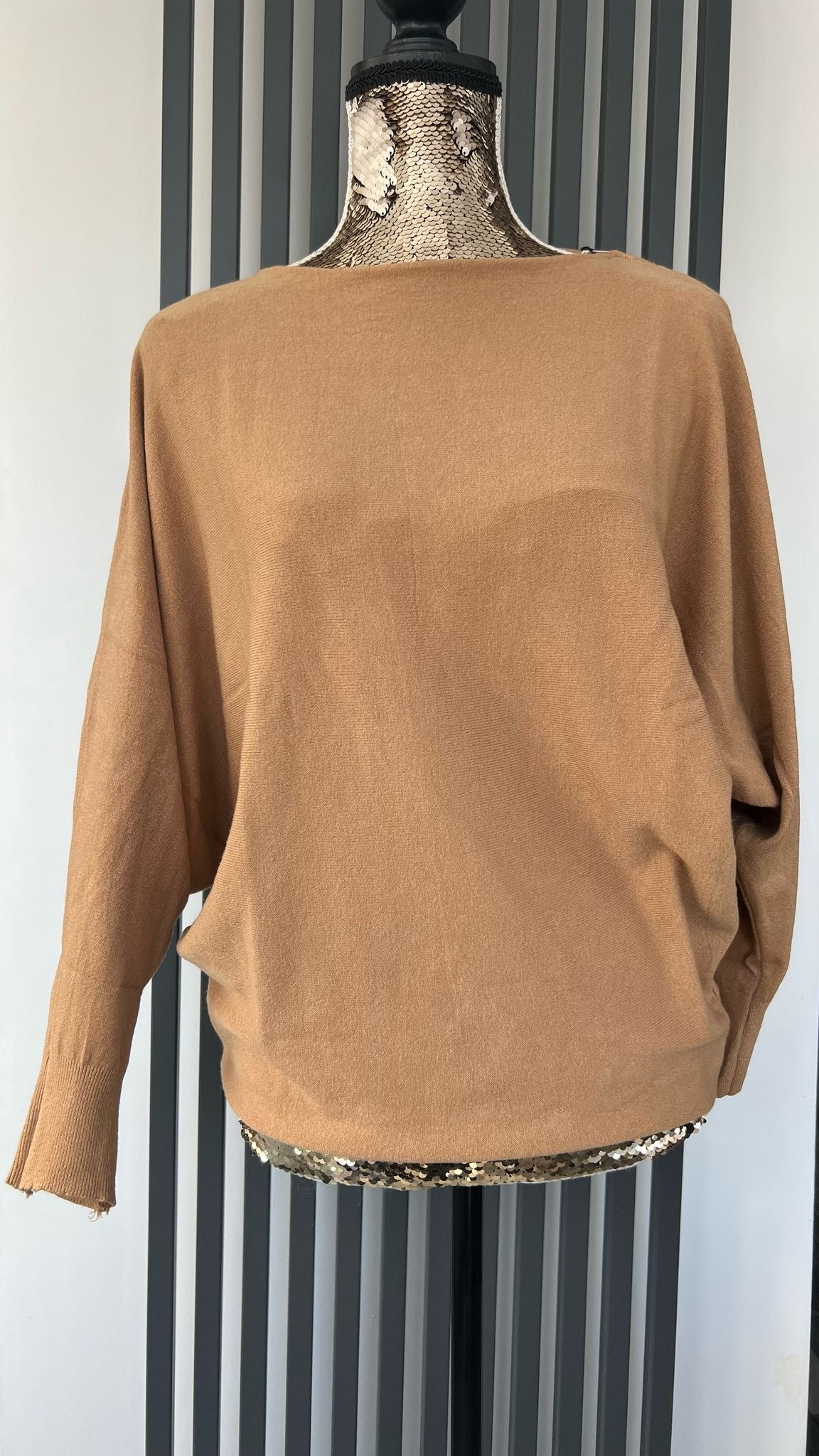Camel  batwing sleeve jumper