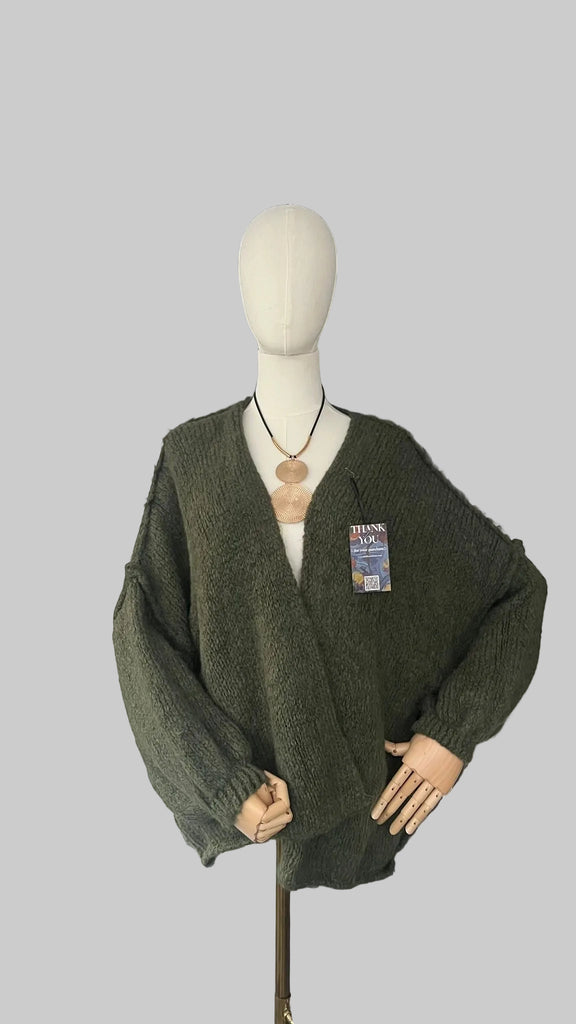Oversized khaki cardigan
