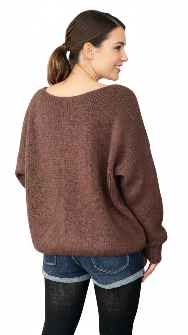 Chocolate brown mohair mix cardigan with buttons