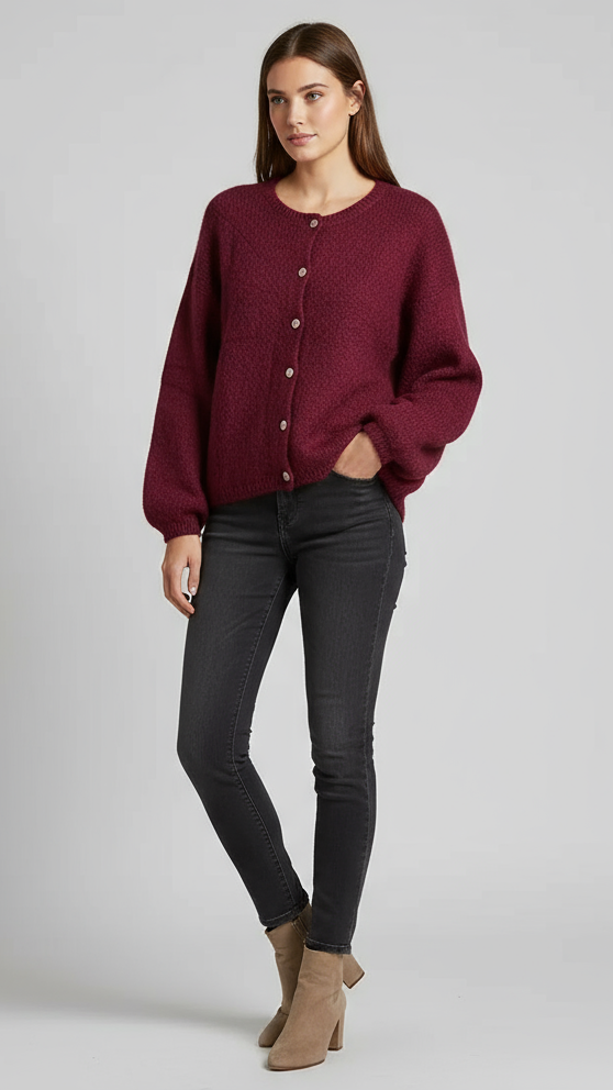 Mohair cardigan - rust, camel, chocolate brown and burgundy