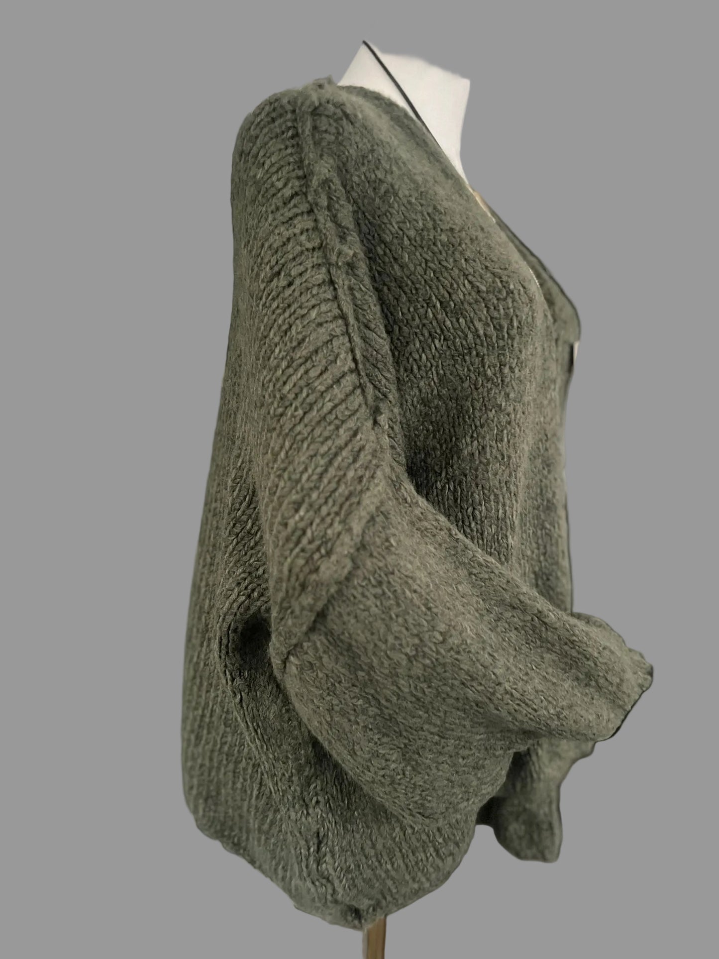 Oversized khaki cardigan