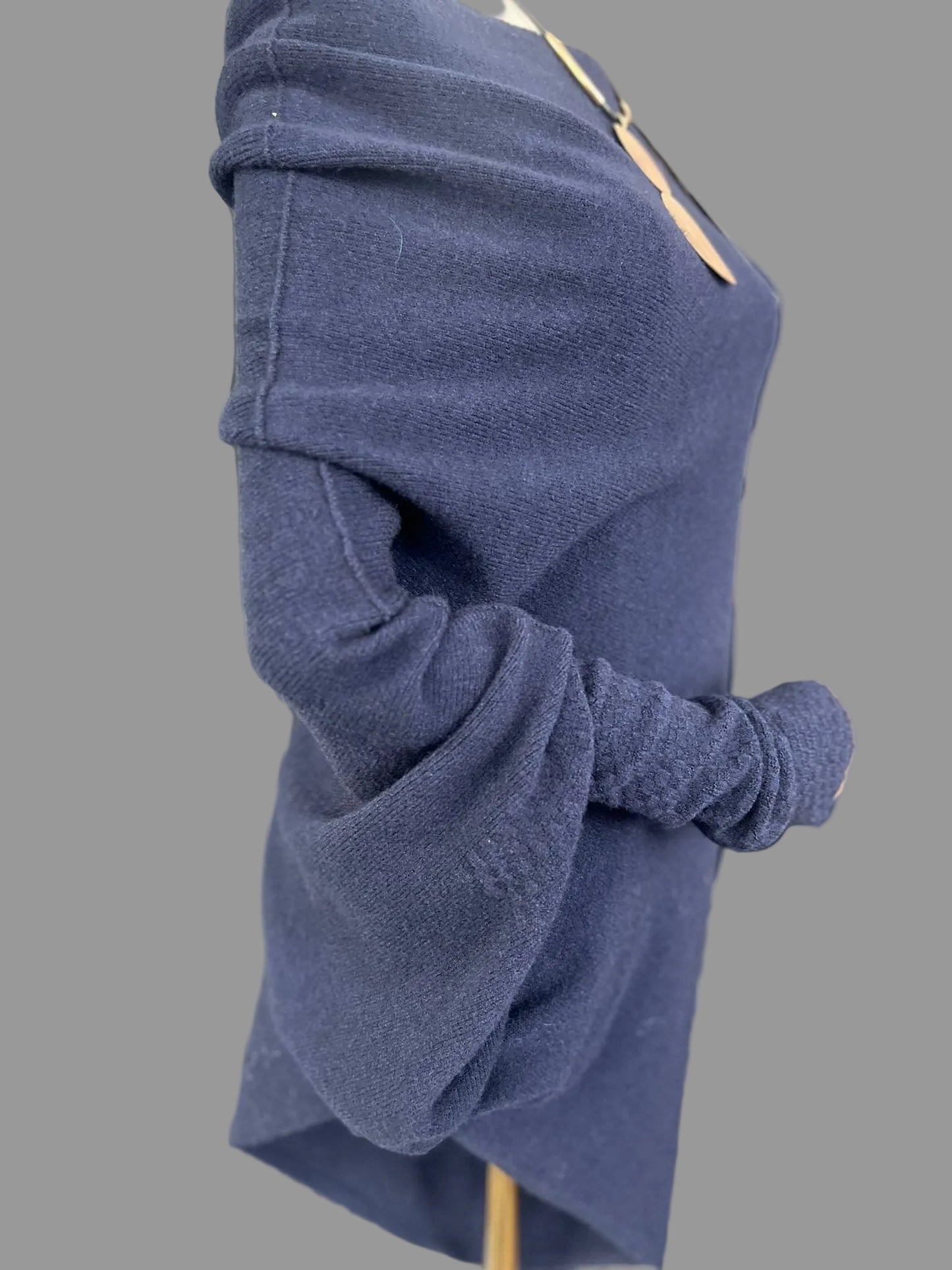 Navy asymmetrical jumper with batwing sleeves