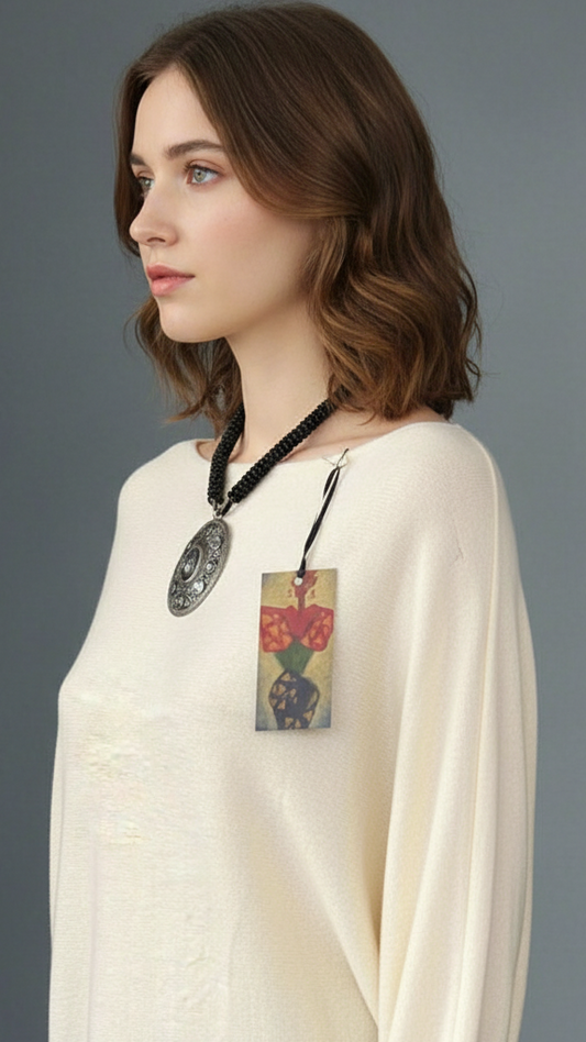 Cream jumper with elegant pearl detailing on the back