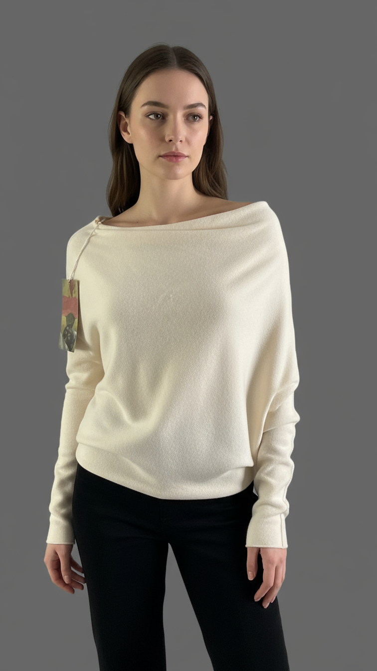 Cream batwing sleeve jumper
