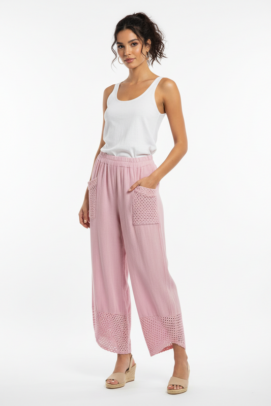 Pink linen trousers