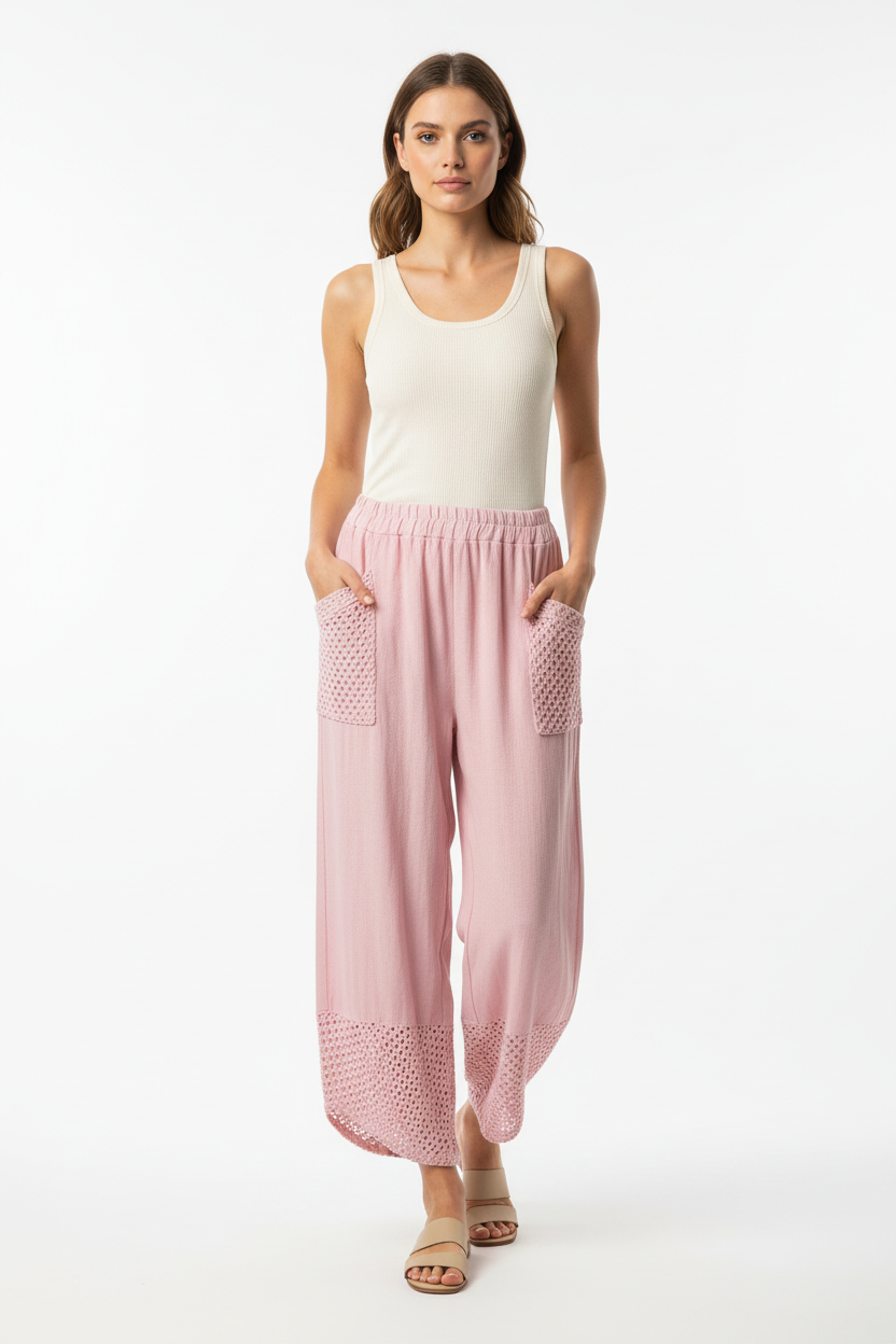 Pink linen trousers