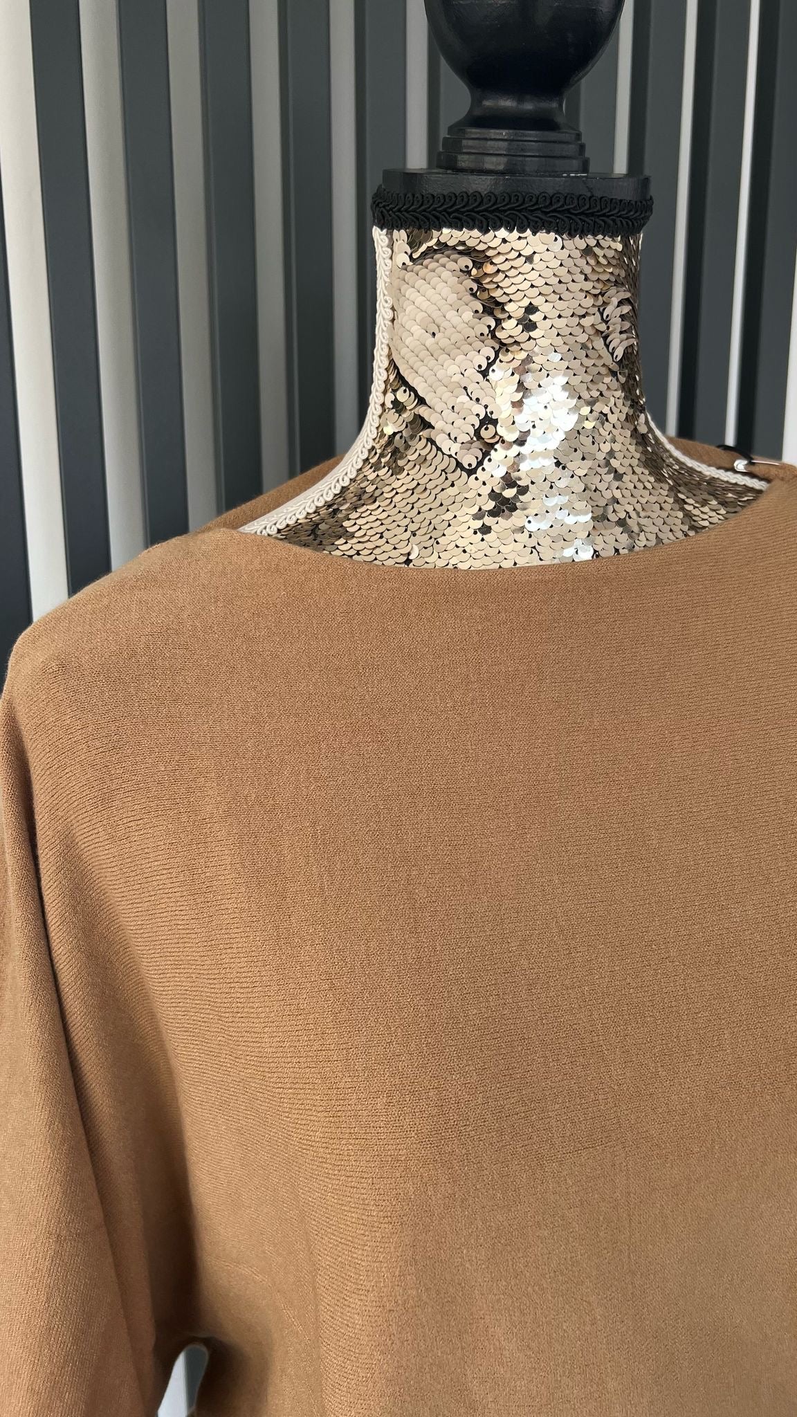 Camel  batwing sleeve jumper