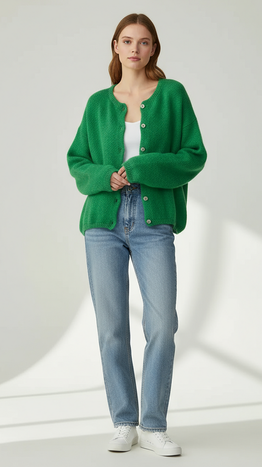 Mohair cardigan - emerald green, jade green, apple green and forest green
