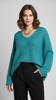 Oversized Mohair V-Neck Jumper - turquoise