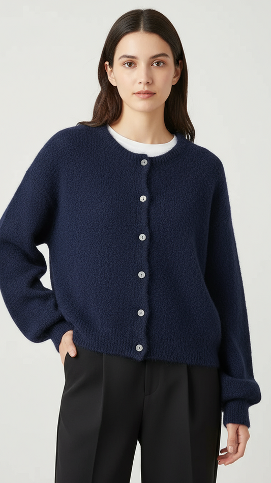 Mohair cardigan - cornflower blue, navy, royal blue and denim blue