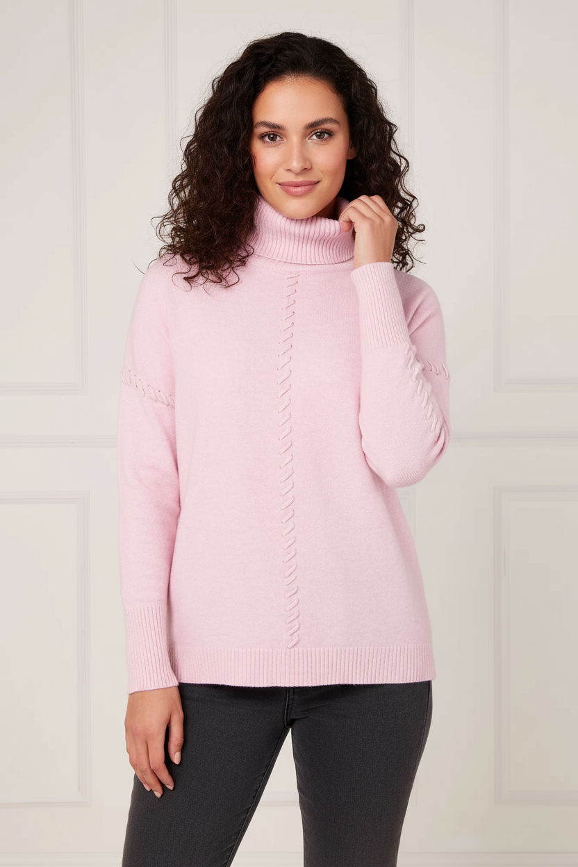 Baby pink polo neck jumper