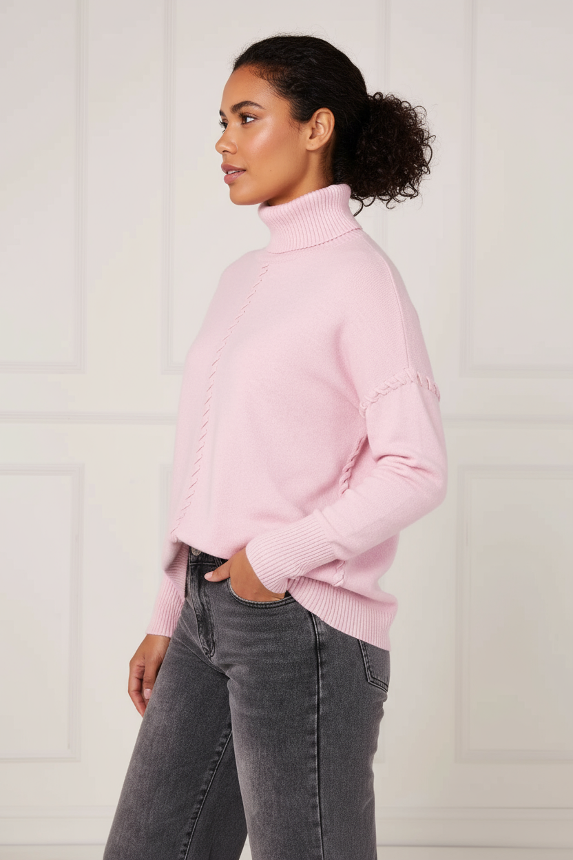 Baby pink polo neck jumper
