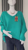 Oversized Mohair V-Neck Jumper - turquoise