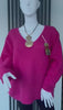 Oversized Mohair V-Neck Jumper - raspberry pink / fuchsia